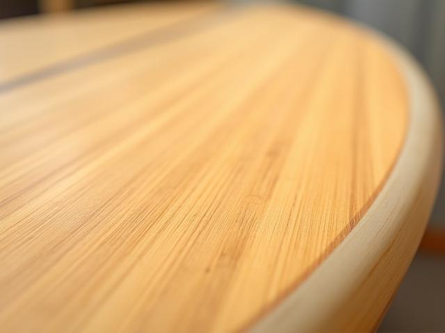 Bamboo veneer laid on a surfboard deck