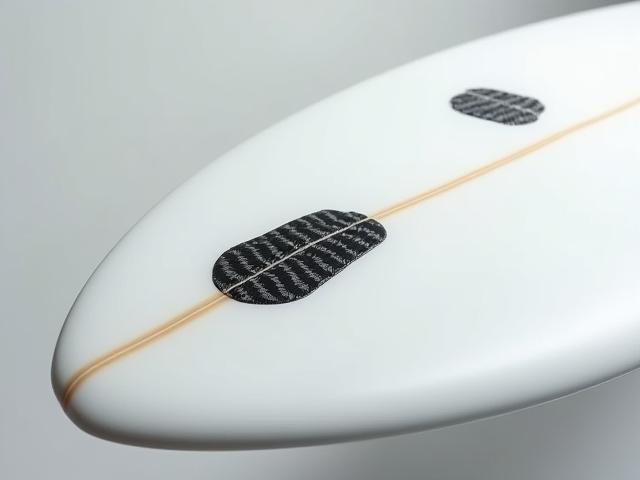 Tail of an epoxy board with carbon fiber reinforcement patches