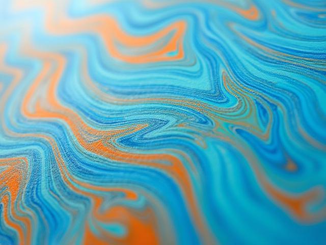 Close-up of a custom surfboard featuring a vibrant blue and orange resin tint design.