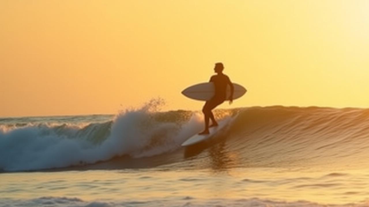 Graceful longboarder cross-stepping on a clean wave.