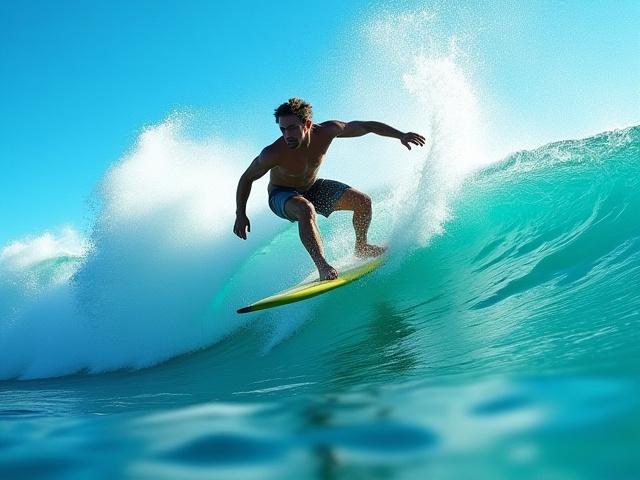 Surfer executing a hard turn on a performance longboard.