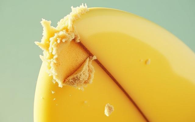 Surfboard with a completely broken and delaminated nose before repair, showing jagged edges and material separation.